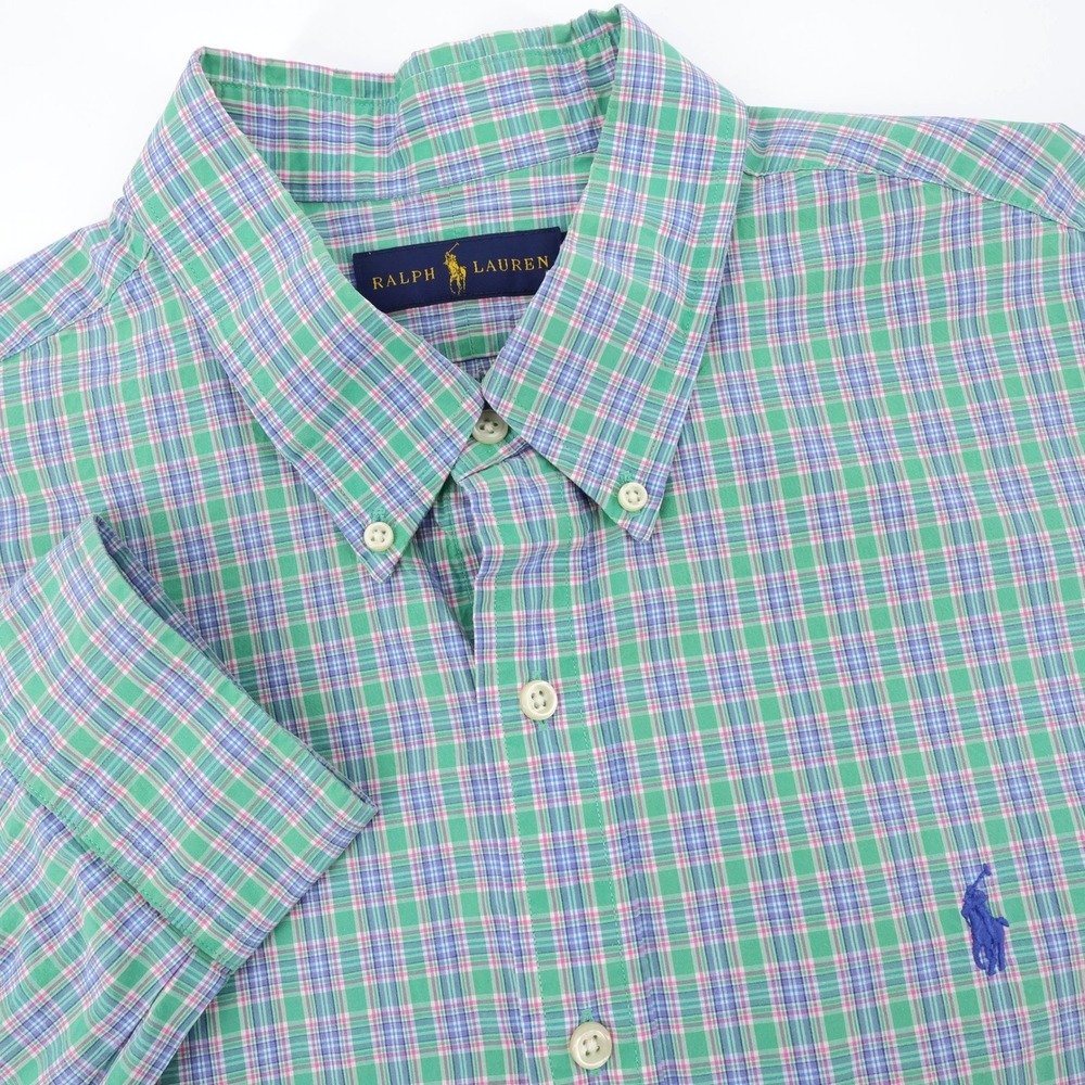 Polo Ralph Lauren Plaid Button Down Green Blue Long Sleeve Mens XL‎ Shirt